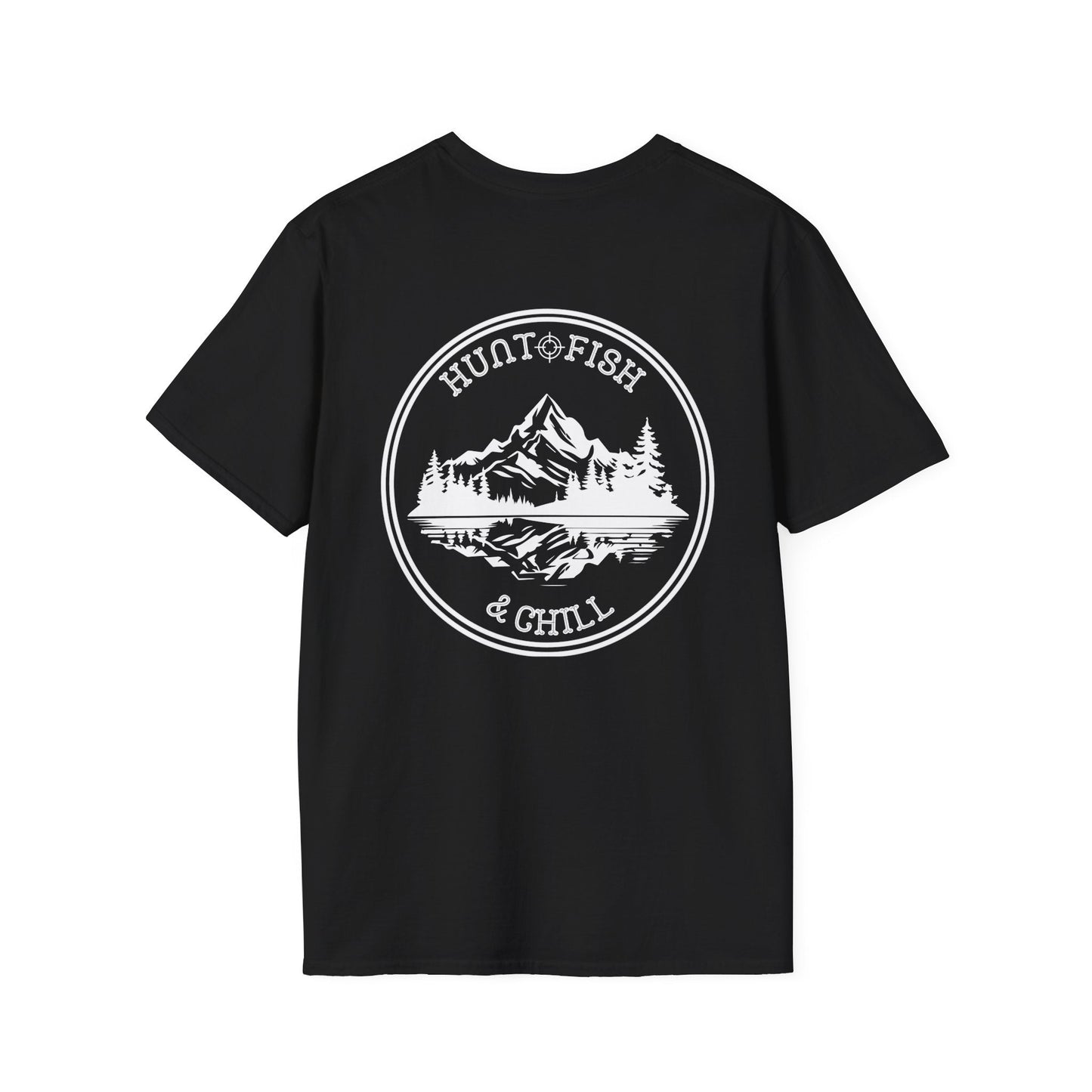 Hunt Fish & Chill T-Shirt White Logo – Premium Outdoors Badge Tee | Camping, Fishing, Hunting Apparel – Black T-Shirt for Adventure Clothing (22 view)
