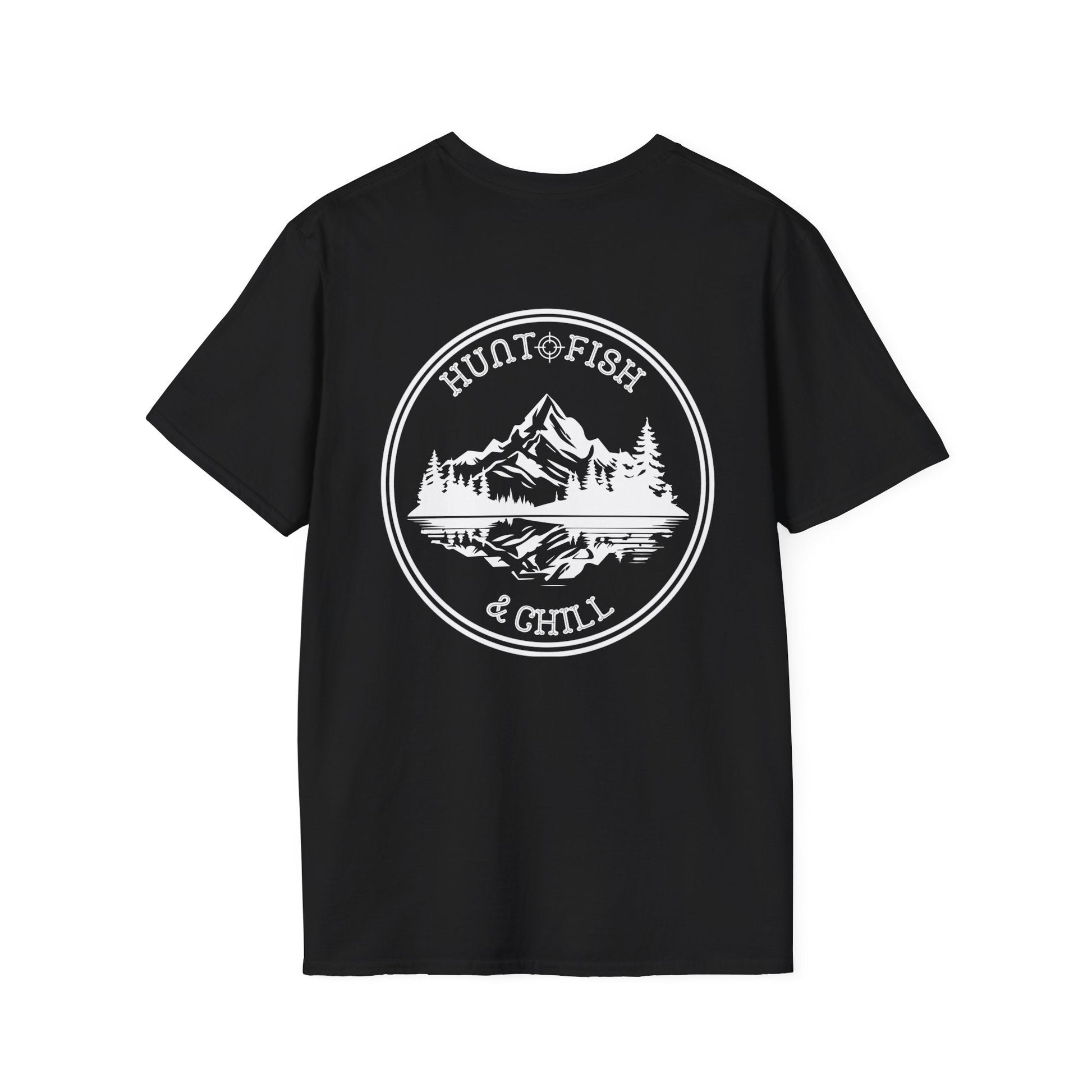 Hunt Fish & Chill T-Shirt White Logo – Premium Outdoors Badge Tee | Camping, Fishing, Hunting Apparel – Black T-Shirt for Adventure Clothing (22 view)
