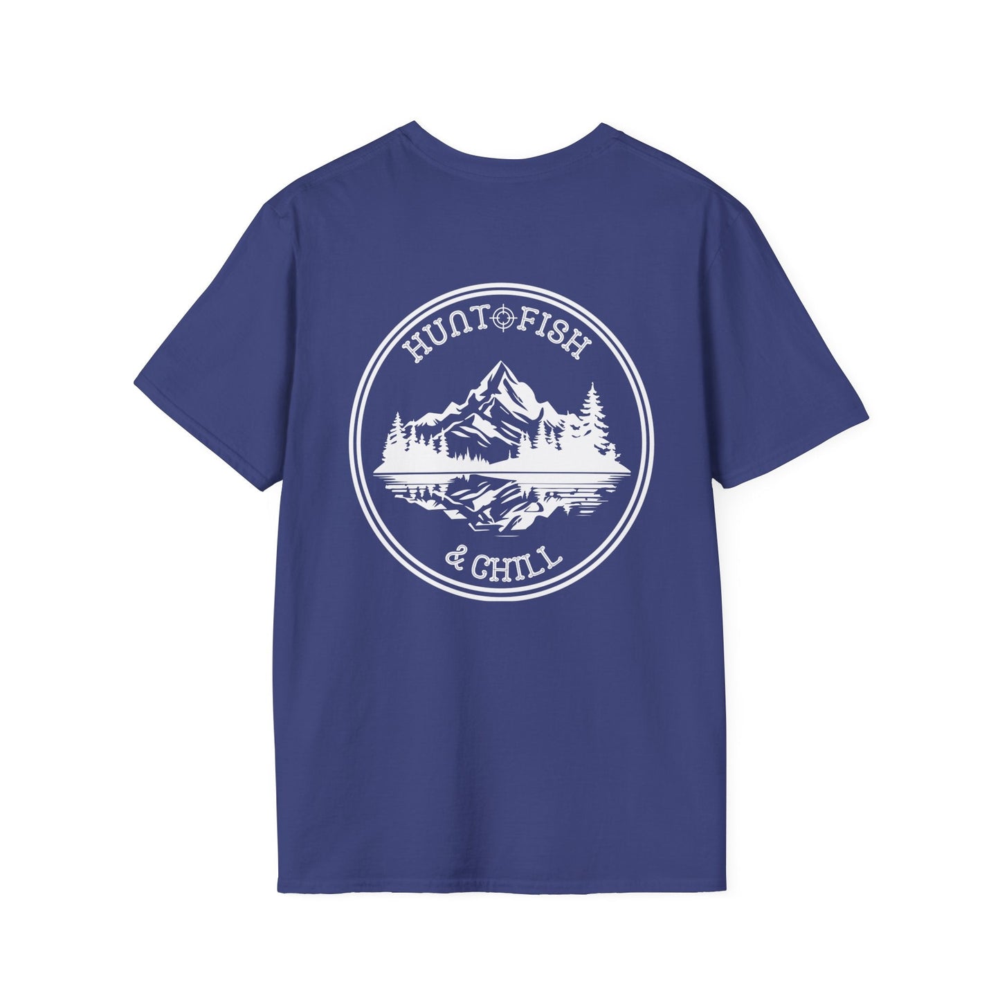 Hunt Fish & Chill T-Shirt White Logo – Premium Outdoors Badge Tee | Camping, Fishing, Hunting Apparel – Metro Blue T-Shirt for Adventure Clothing (38 view)