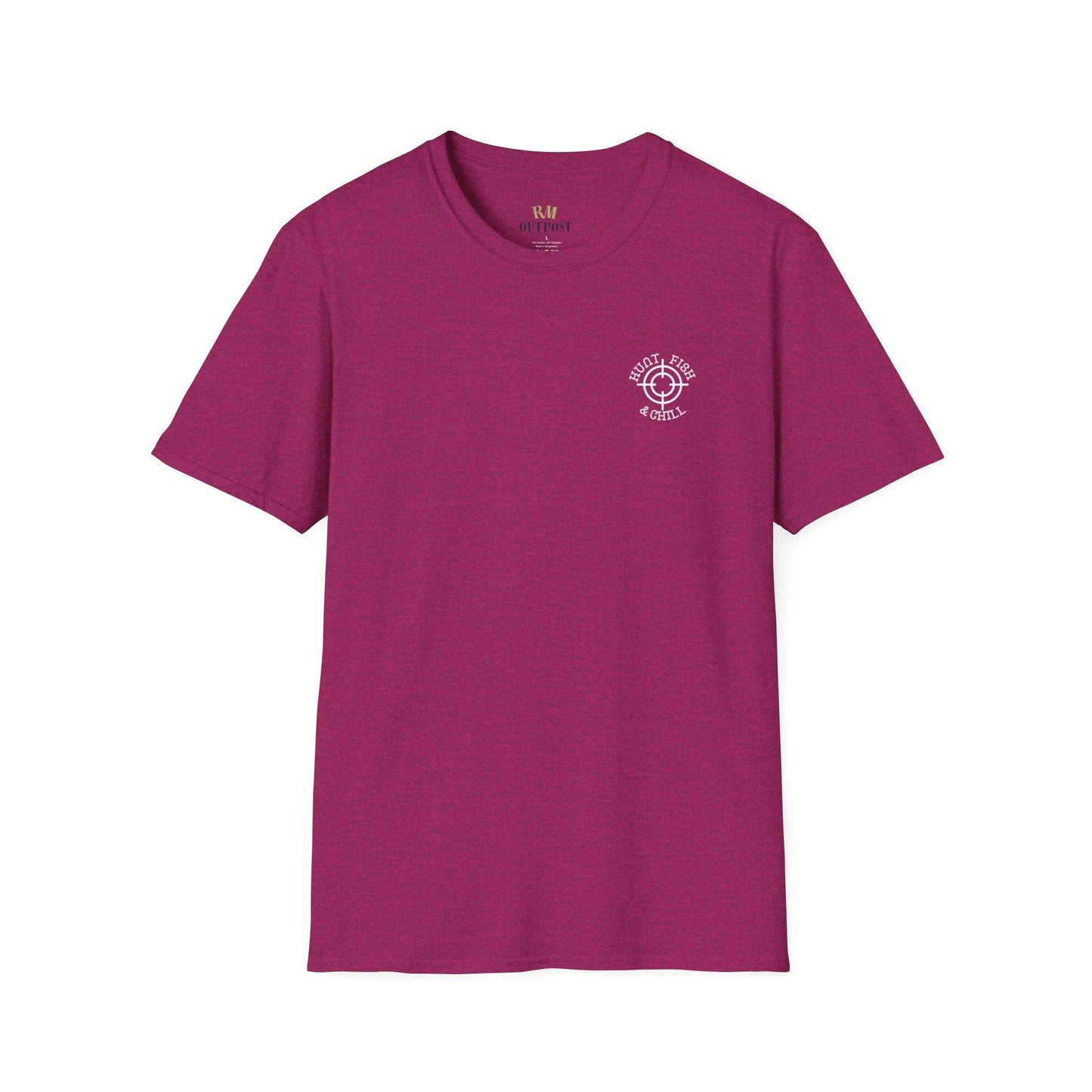 Hunt Fish & Chill T-Shirt White Logo – Premium Outdoors Badge Tee | Camping, Fishing, Hunting Apparel – Antique Heliconia T-Shirt for Adventure Clothing (29 view)