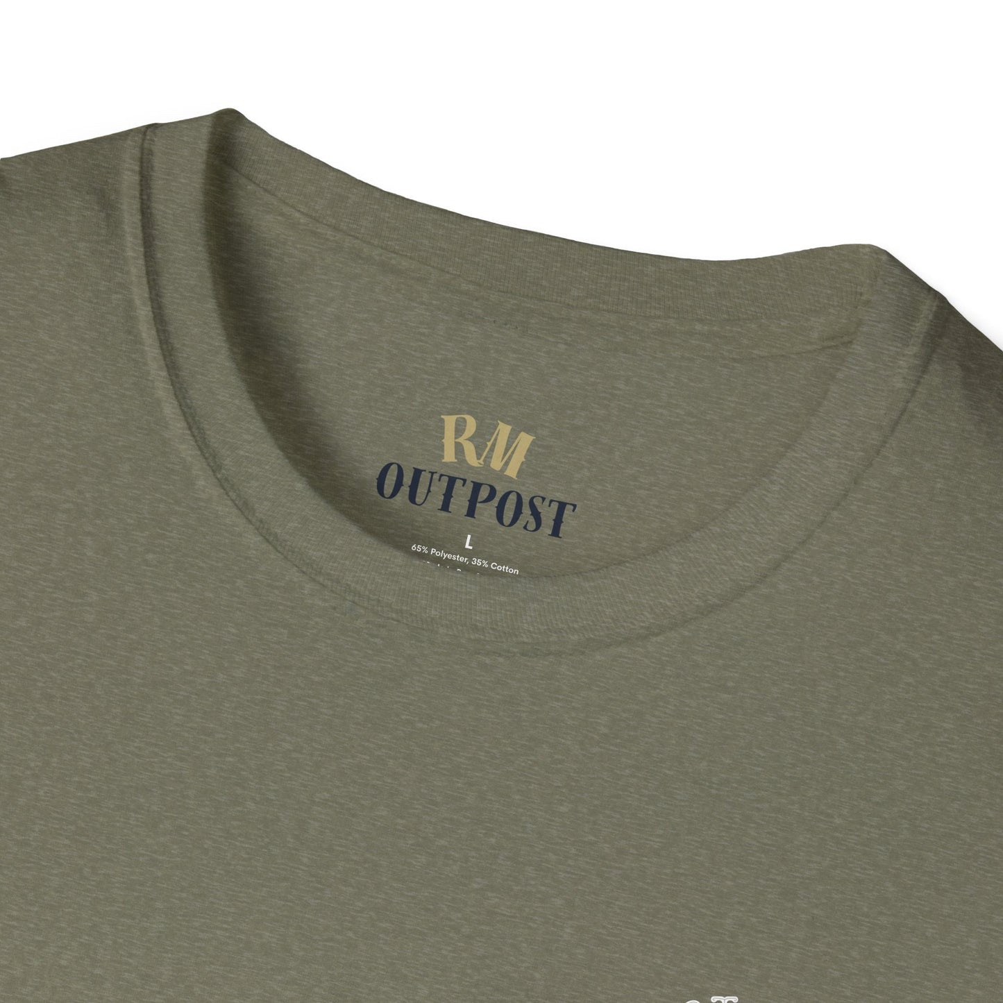 Hunt Fish & Chill T-Shirt White Logo – Premium Outdoors Badge Tee | Camping, Fishing, Hunting Apparel – Heather Military Green T-Shirt for Adventure Clothing (7 view)