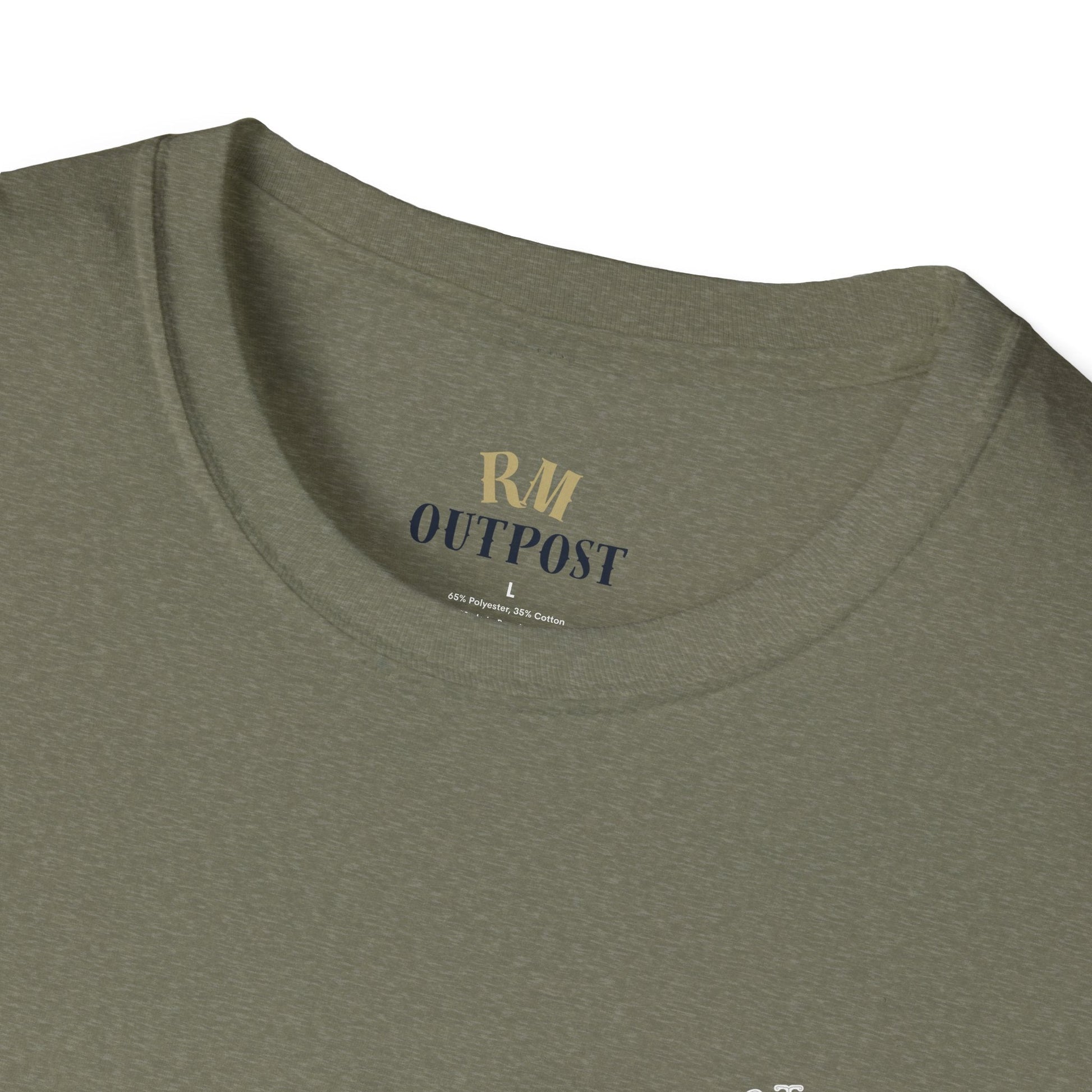 Hunt Fish & Chill T-Shirt White Logo – Premium Outdoors Badge Tee | Camping, Fishing, Hunting Apparel – Heather Military Green T-Shirt for Adventure Clothing (7 view)