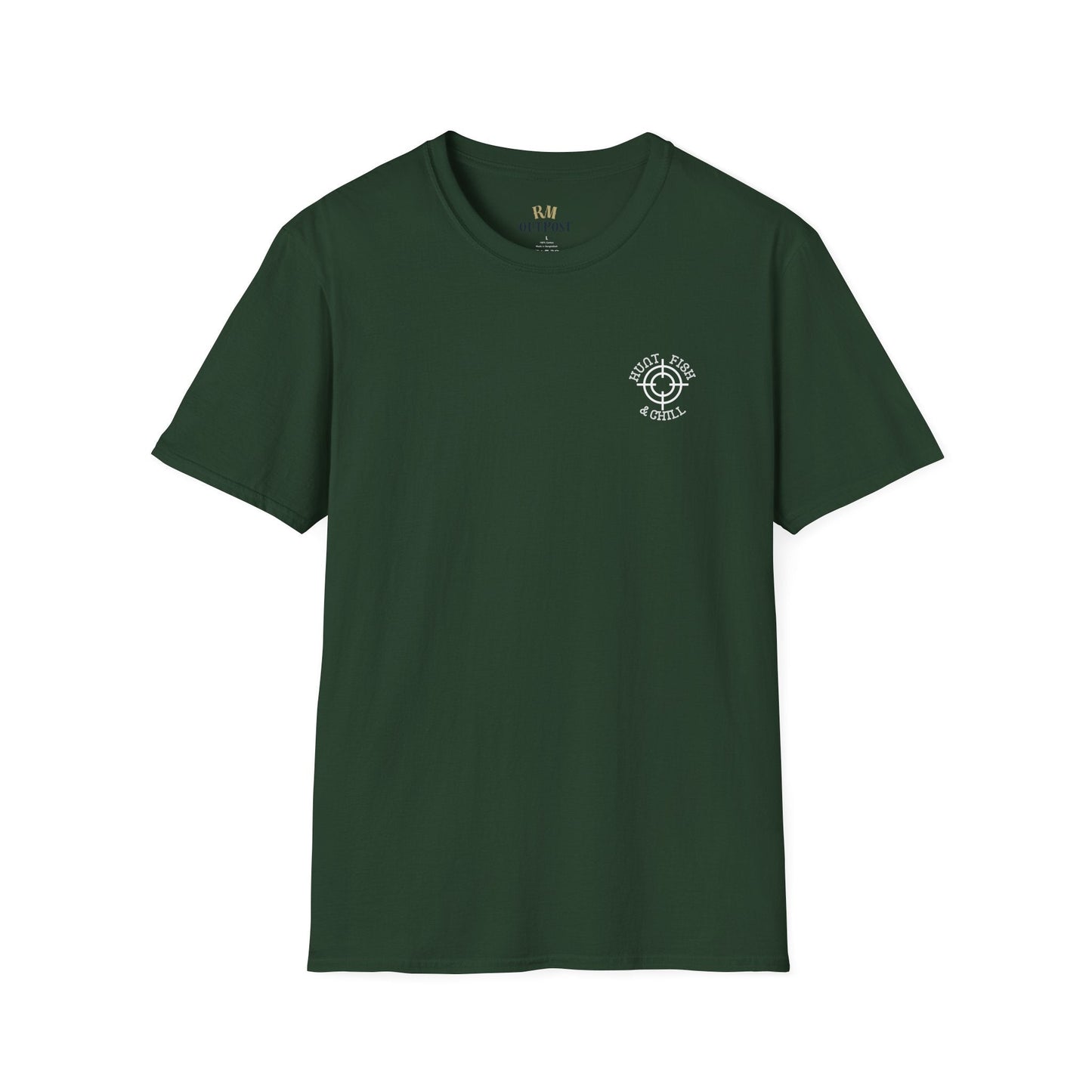 Hunt Fish & Chill T-Shirt White Logo – Premium Outdoors Badge Tee | Camping, Fishing, Hunting Apparel – Forest Green T-Shirt for Adventure Clothing (33 view)