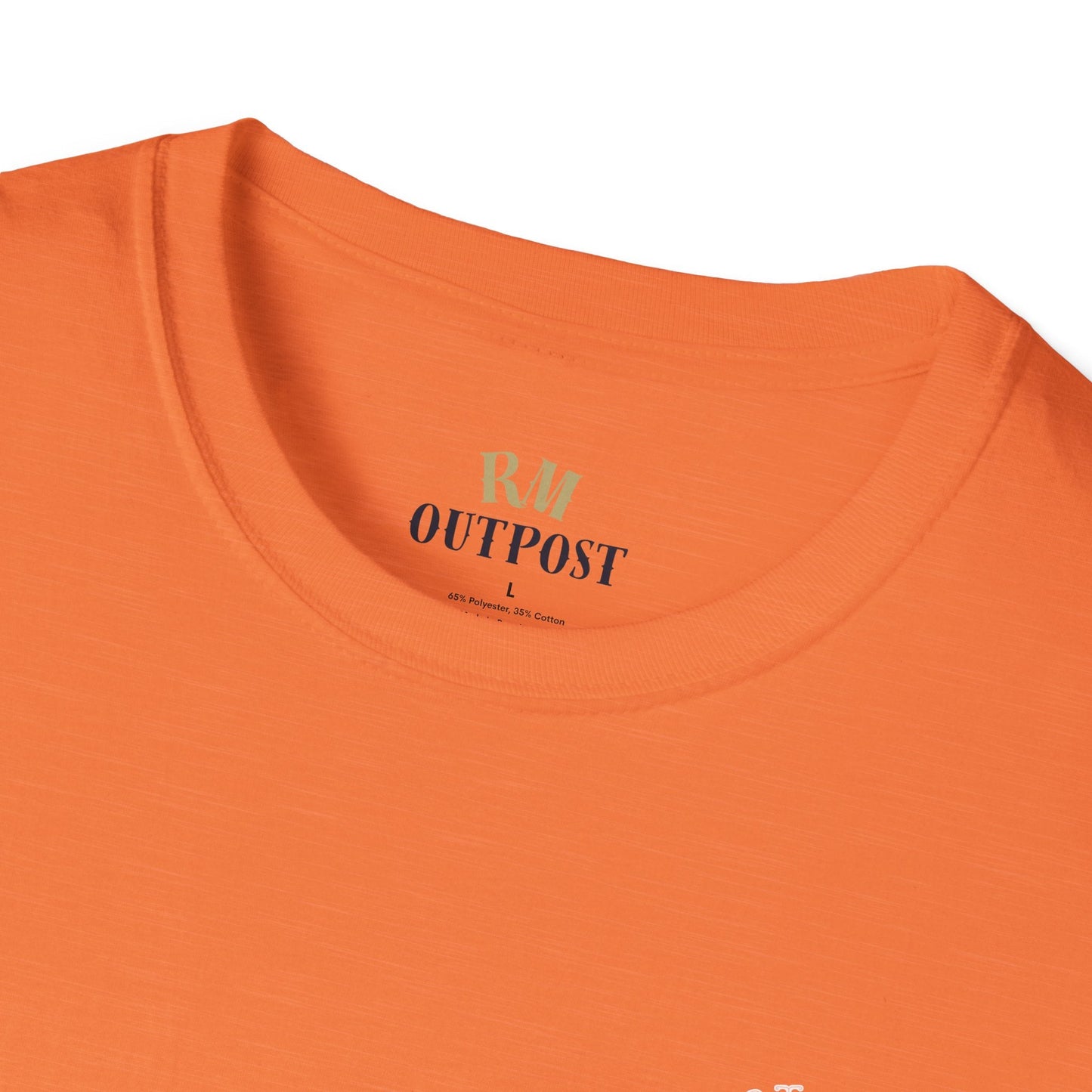 Hunt Fish & Chill T-Shirt White Logo – Premium Outdoors Badge Tee | Camping, Fishing, Hunting Apparel – Heather Orange T-Shirt for Adventure Clothing (3 view)