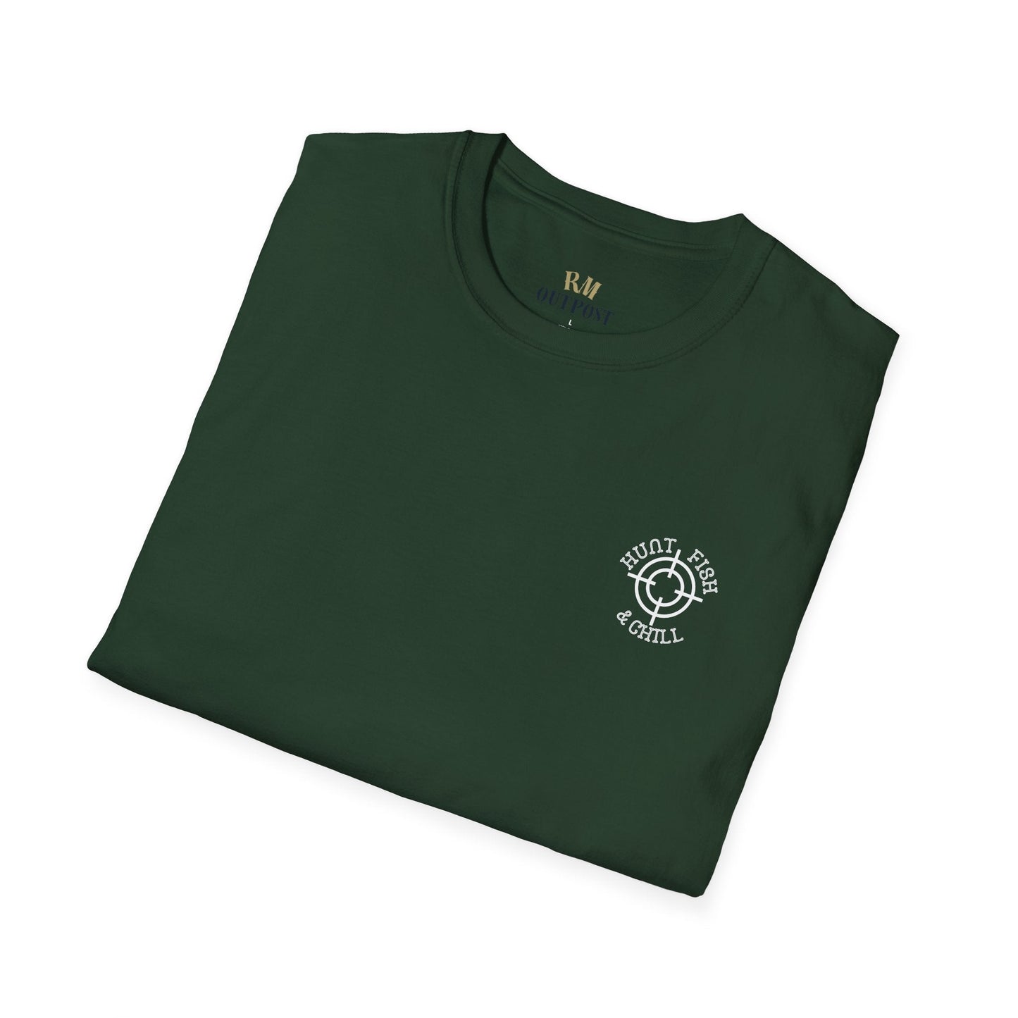 Hunt Fish & Chill T-Shirt White Logo – Premium Outdoors Badge Tee | Camping, Fishing, Hunting Apparel – Forest Green T-Shirt for Adventure Clothing (36 view)