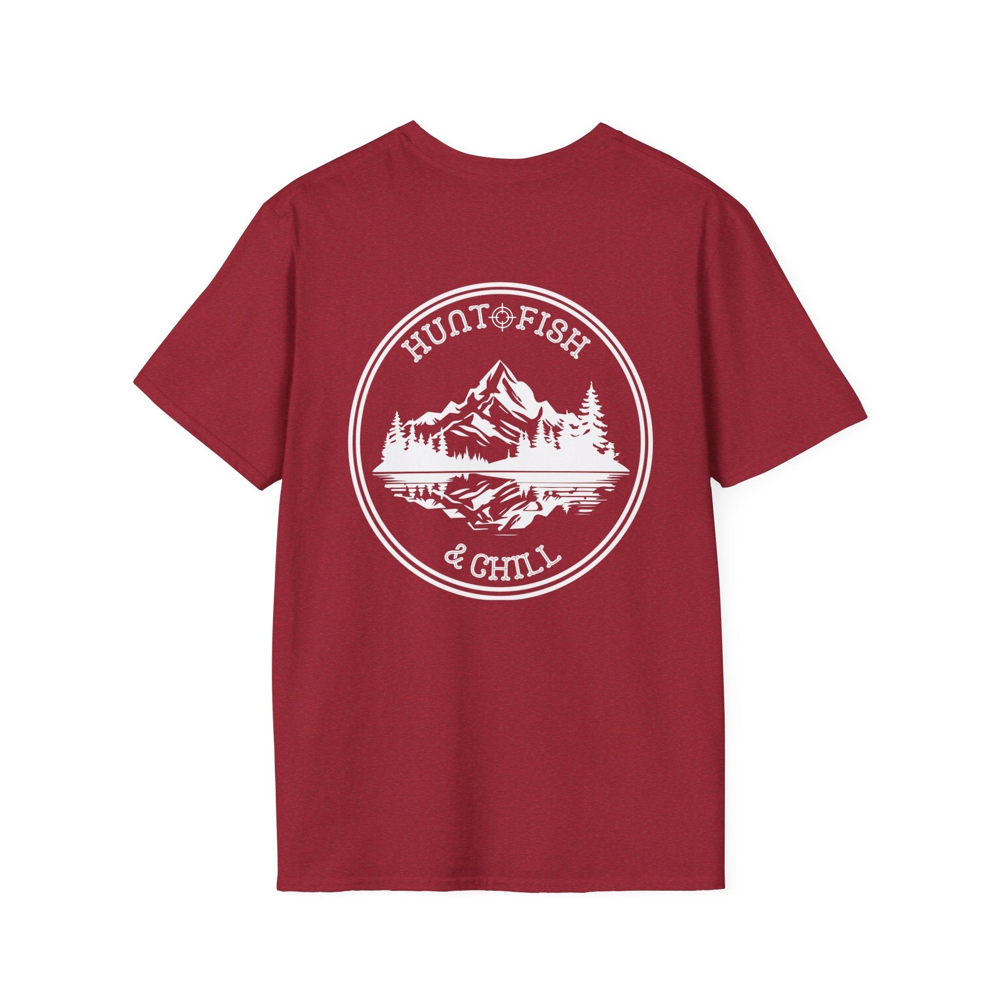 Hunt Fish & Chill T-Shirt White Logo – Premium Outdoors Badge Tee | Camping, Fishing, Hunting Apparel – Antique Cherry Red T-Shirt for Adventure Clothing (54 view)