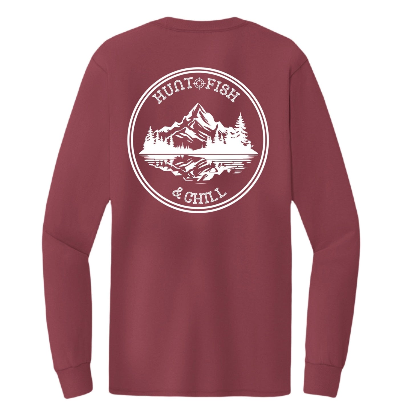 Hunt Fish Chill Tall Long Sleeve Tee – Back Design Outdoor Shirt | Big & Tall Fishing & Hunting Apparel – Red T-Shirt for Apparel (17 view)