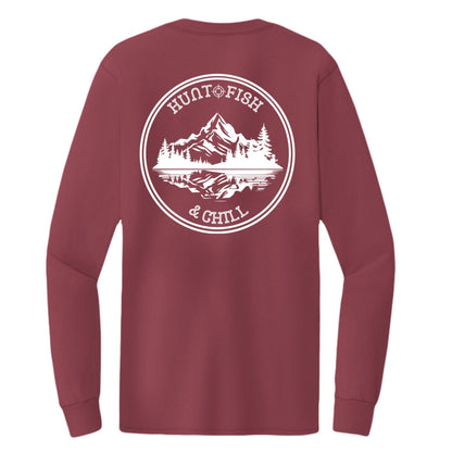 Hunt Fish Chill Tall Long Sleeve Tee – Back Design Outdoor Shirt | Big & Tall Fishing & Hunting Apparel – Red T-Shirt for Apparel (17 view)