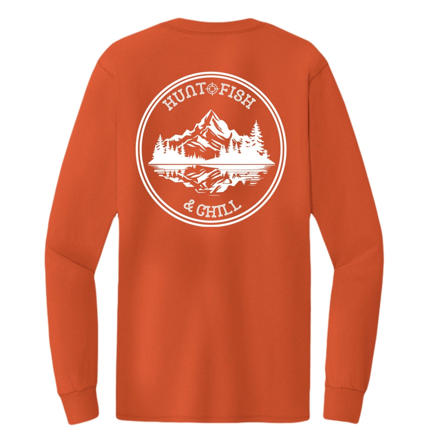 Hunt Fish Chill Tall Long Sleeve Tee – Back Design Outdoor Shirt | Big & Tall Fishing & Hunting Apparel – Orange T-Shirt for Apparel (19 view)