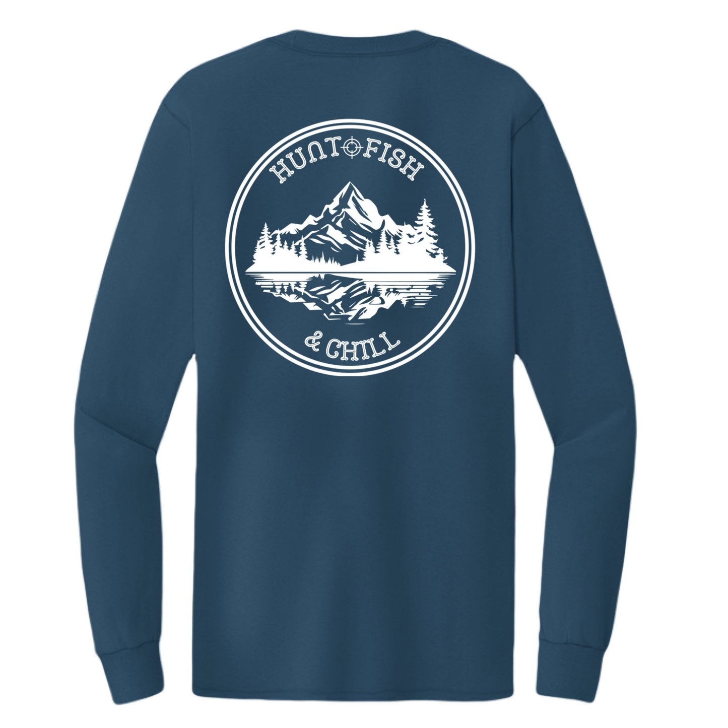 Hunt Fish Chill Tall Long Sleeve Tee – Back Design Outdoor Shirt | Big & Tall Fishing & Hunting Apparel – Navy T-Shirt for Apparel (21 view)