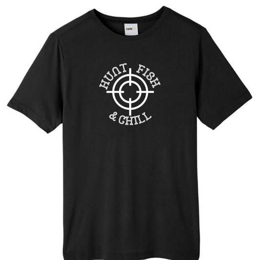 Hunt Fish Chill Tall Performance Tee – ChromaSoft™ Moisture - Wicking Shirt | Big & Tall Outdoor Apparel – BLACK T-Shirt for active fit tall tee (1 view)
