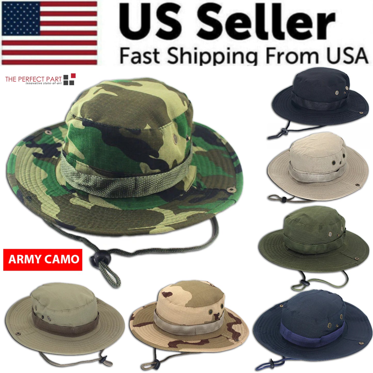 Boonie Bucket Hat – Camo Wide Brim Sun Cap for Fishing, – Apparel by SbrTnHomes