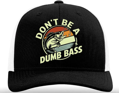 Funny Fishing Trucker Hat – Don’t Be a Dumb Bass Gift for – 1974 Black White Fishing Gear by SbrTnHomes