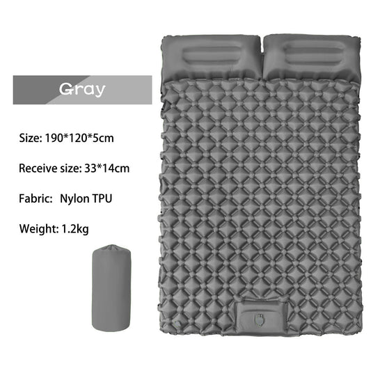 Inflatable Camping Sleeping Pad — Built - In Pillow & Pump | Single & Double Sizes – Large - Gray Camping Gear for backpacking (2 view)