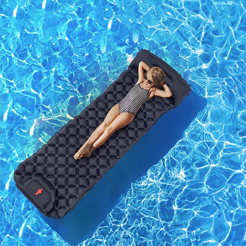 Inflatable Camping Sleeping Pad — Built - In Pillow & Pump | Single & Double Sizes – Navy Blue Camping Gear for backpacking (9 view)