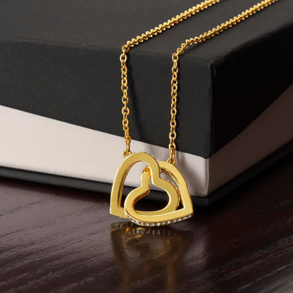 Interlocking Hearts Necklace – A Sparkling Symbol of Eternal Love | Gift for Her – 18k Yellow Gold Finish Jewelry for anniversary necklace (3 view)