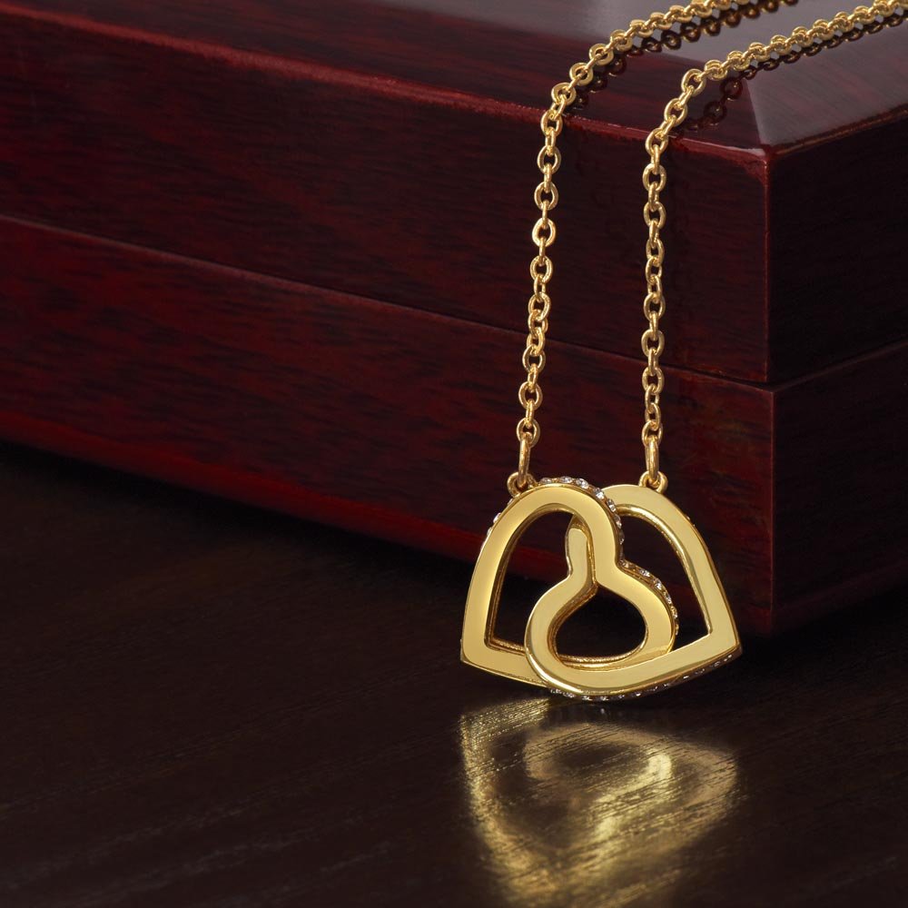 Interlocking Hearts Necklace – A Sparkling Symbol of Eternal Love | Gift for Her – 18k Yellow Gold Finish Jewelry for anniversary necklace (6 view)
