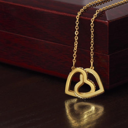 Interlocking Hearts Necklace – A Sparkling Symbol of Eternal Love | Gift for Her – 18k Yellow Gold Finish Jewelry for anniversary necklace (6 view)
