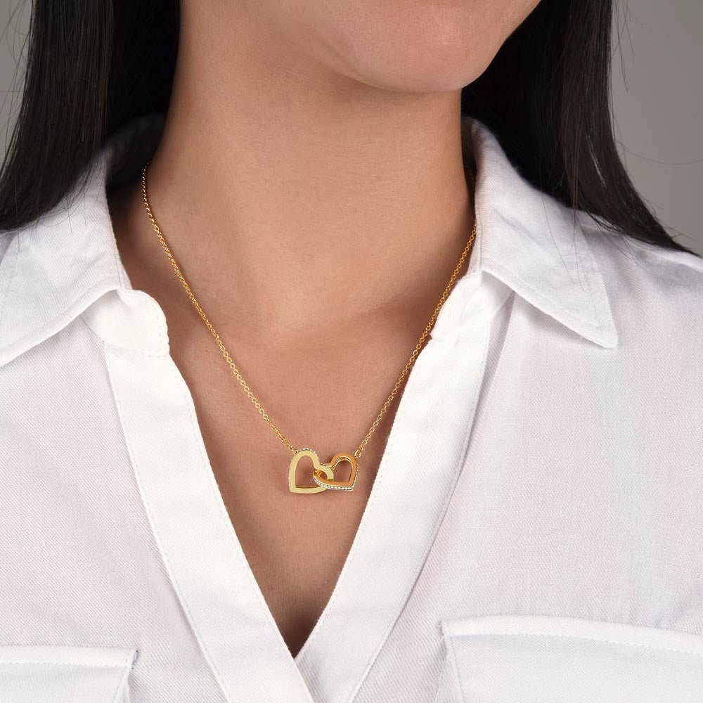 Interlocking Hearts Necklace – A Sparkling Symbol of Eternal Love | Gift for Her – 18k Yellow Gold Finish Jewelry for anniversary necklace (4 view)