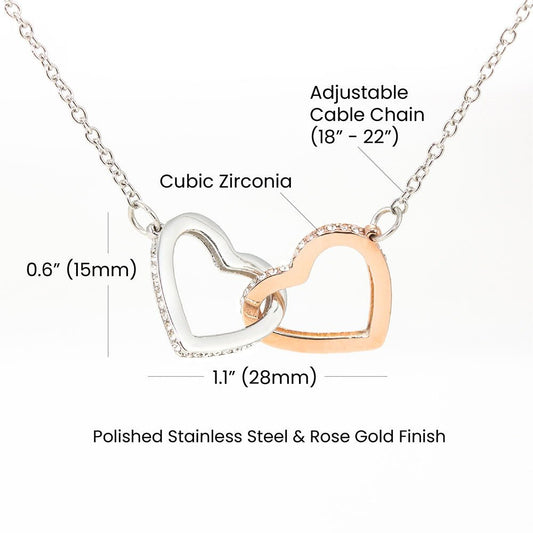 Interlocking Hearts Necklace – A Sparkling Symbol of Eternal Love | Gift for Her – Polished Stainless Steel and Rose Gold Finish Jewelry for anniversary necklace (2 view)
