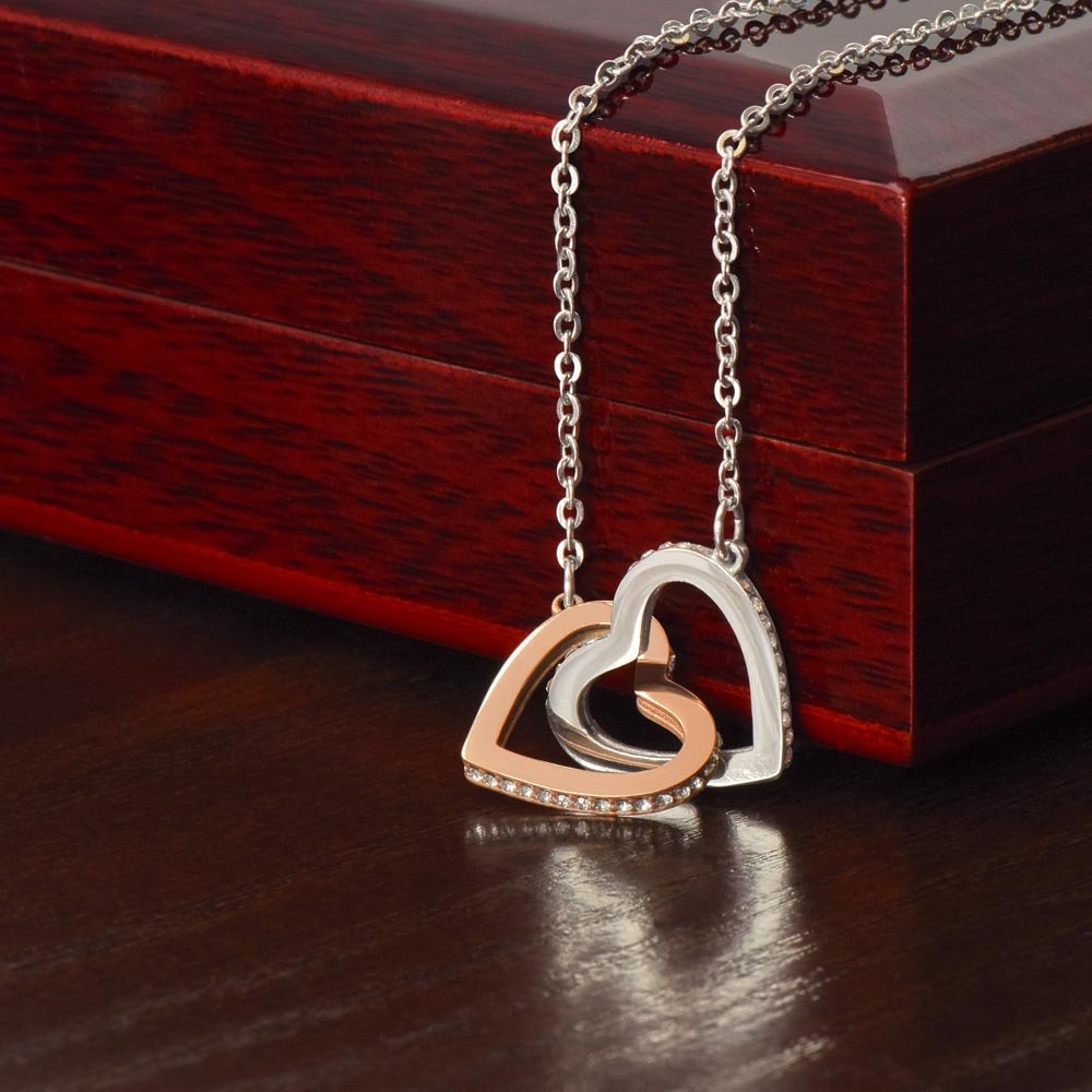 Interlocking Hearts Necklace – A Sparkling Symbol of Eternal Love | Gift for Her – Polished Stainless Steel and Rose Gold Finish Jewelry for anniversary necklace (5 view)