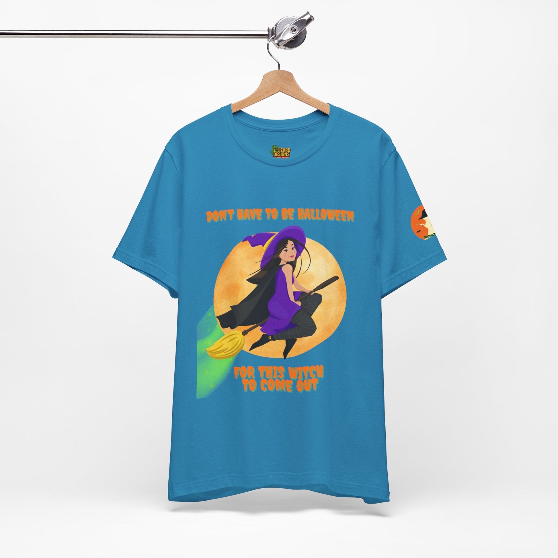 It Don’t Have to Be Halloween – Sassy Flying Witch Tee | Funny Women’s Graphic Shirt – Canvas Red T-Shirt by Printify
