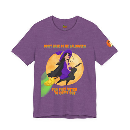 It Don’t Have to Be Halloween – Sassy Flying Witch Tee | Funny Women’s Graphic Shirt – Heather Team Purple T-Shirt for bold graphic tee (43 view)