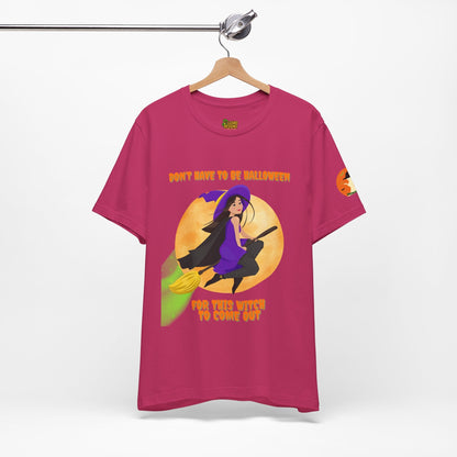 It Don’t Have to Be Halloween – Sassy Flying Witch Tee | Funny Women’s Graphic Shirt – Berry T-Shirt for bold graphic tee (54 view)