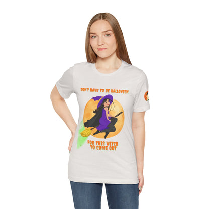 It Don’t Have to Be Halloween – Sassy Flying Witch Tee | Funny Women’s Graphic Shirt – Vintage White T-Shirt for bold graphic tee (11 view)