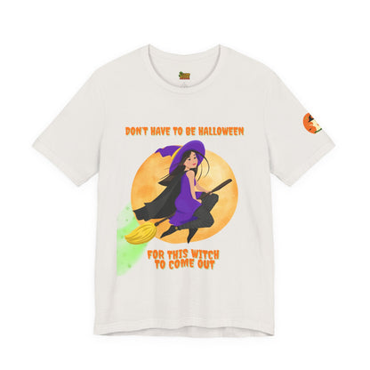 It Don’t Have to Be Halloween – Sassy Flying Witch Tee | Funny Women’s Graphic Shirt – Vintage White T-Shirt for bold graphic tee (9 view)