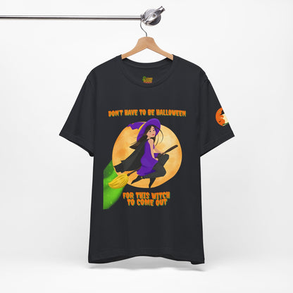 It Don’t Have to Be Halloween – Sassy Flying Witch Tee | Funny Women’s Graphic Shirt – Dark Grey T-Shirt for bold graphic tee (24 view)