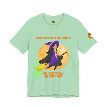 It Don’t Have to Be Halloween – Sassy Flying Witch Tee | Funny Women’s Graphic Shirt – Mint T-Shirt by Printify