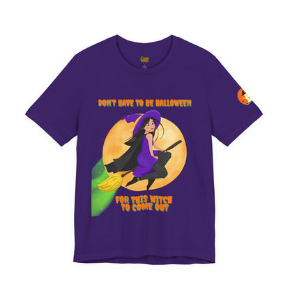 It Don’t Have to Be Halloween – Sassy Flying Witch Tee | Funny Women’s Graphic Shirt – Team Purple T-Shirt for bold graphic tee (48 view)