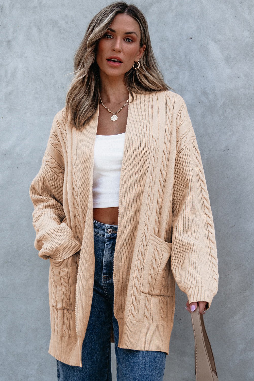 Jade Oversize Chunky Cable Knit Midi - length Cardigan – Parchment Sweaters & Cardigans/Cardigans for Shopify Collective (4 view)