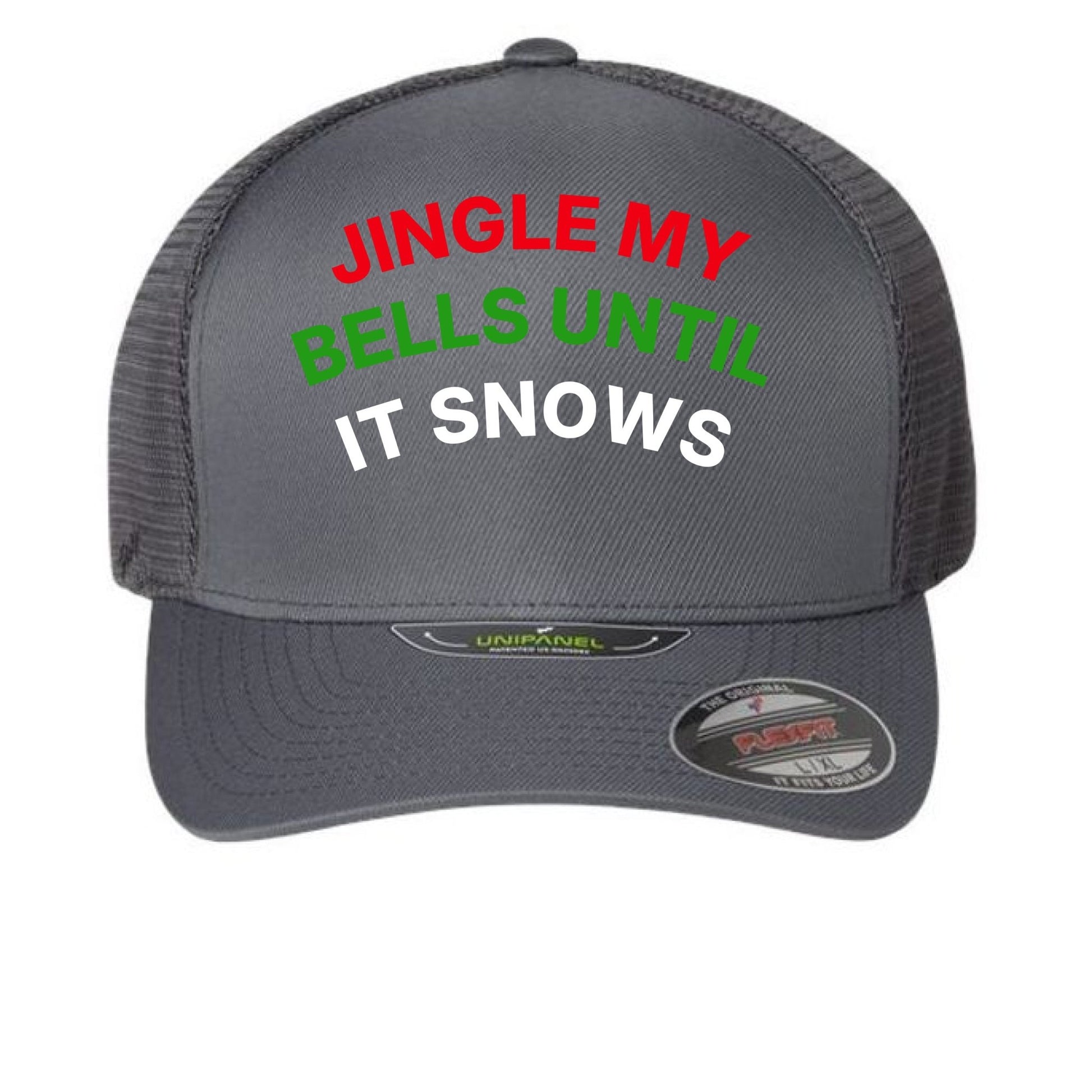 Jingle My Bells Hat – Funny Christmas Trucker Cap | Holiday Party Apparel – Charcoal Hats for Apparel (4 view)