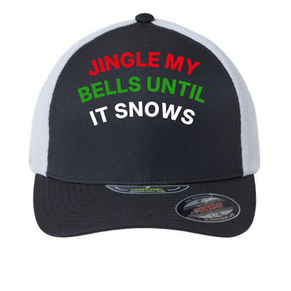 Jingle My Bells Hat – Funny Christmas Trucker Cap | Holiday Party Apparel – Black/ White Hats for Apparel (5 view)