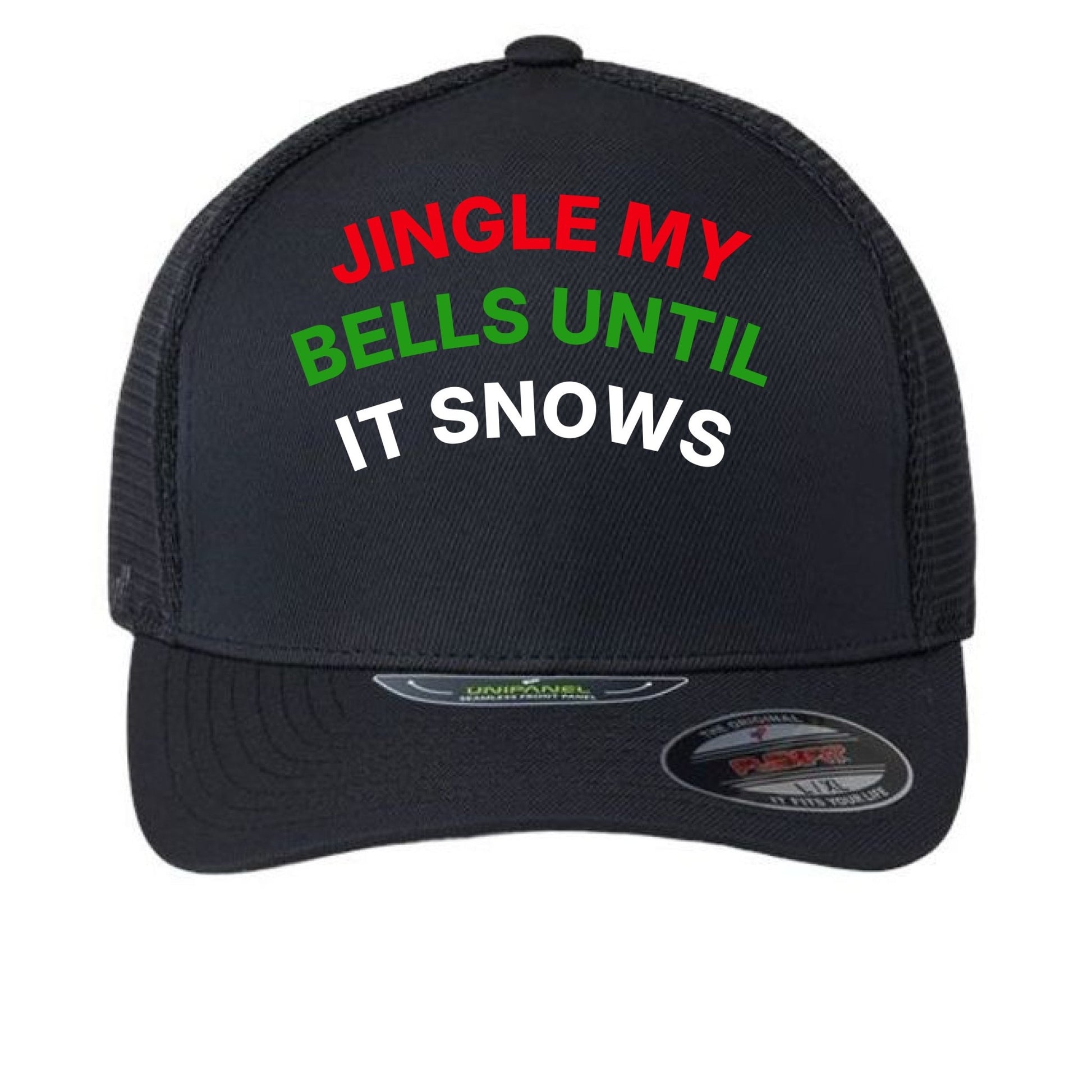 Jingle My Bells Hat – Funny Christmas Trucker Cap | Holiday Party Apparel – Black Hats for Apparel (6 view)