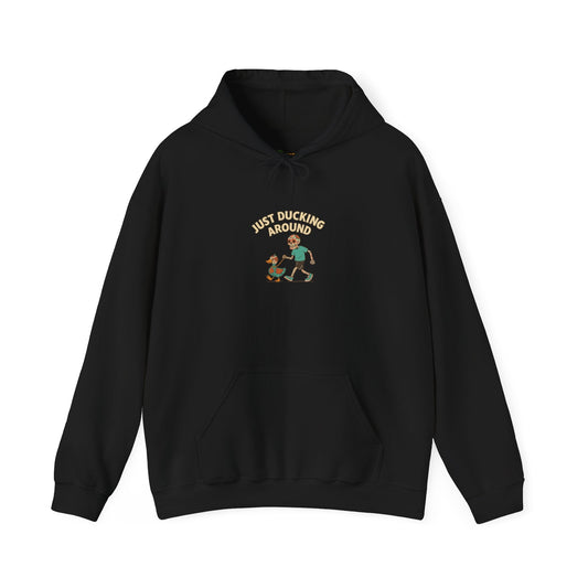 Just Ducking Around – Día de los Muertos Skeleton & Duck | Funny Graphic Hoodie – S Hoodie by Printify