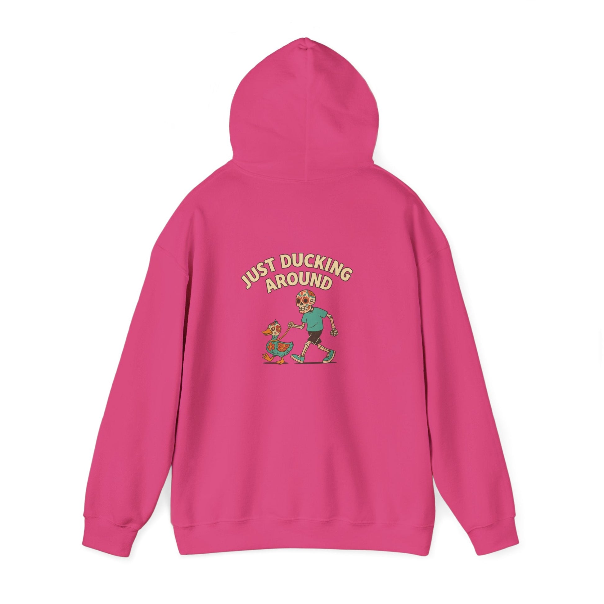 Just Ducking Around – Día de los Muertos Skeleton & Duck | Funny Graphic Hoodie – S Hoodie by Printify