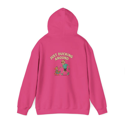 Just Ducking Around – Día de los Muertos Skeleton & Duck | Funny Graphic Hoodie – S Hoodie by Printify