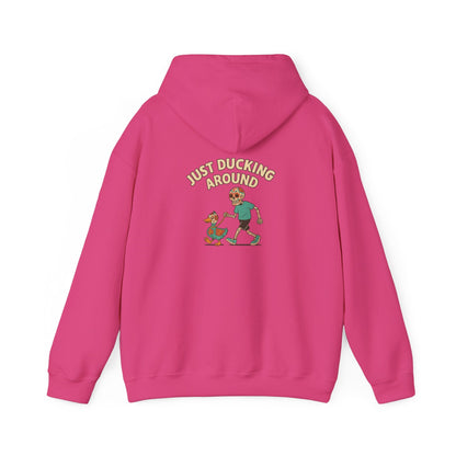 Just Ducking Around – Día de los Muertos Skeleton & Duck | Funny Graphic Hoodie – S Hoodie by Printify