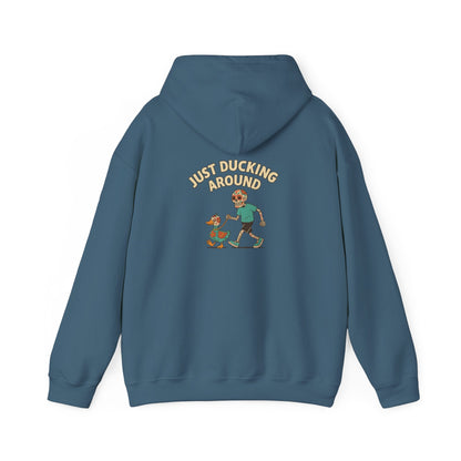 Just Ducking Around – Día de los Muertos Skeleton & Duck | Funny Graphic Hoodie – S Hoodie by Printify