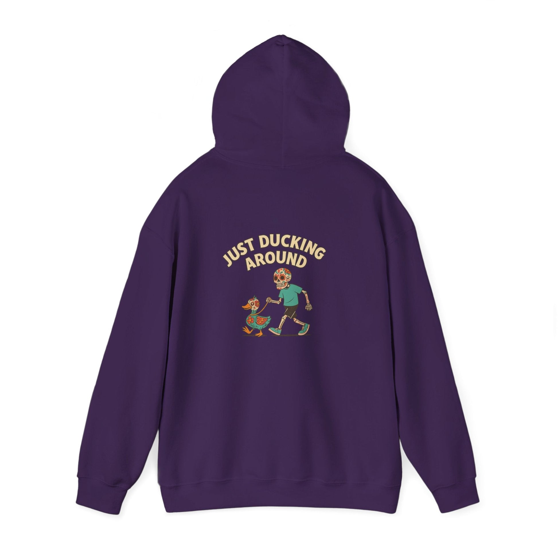Just Ducking Around – Día de los Muertos Skeleton & Duck | Funny Graphic Hoodie – S Hoodie by Printify