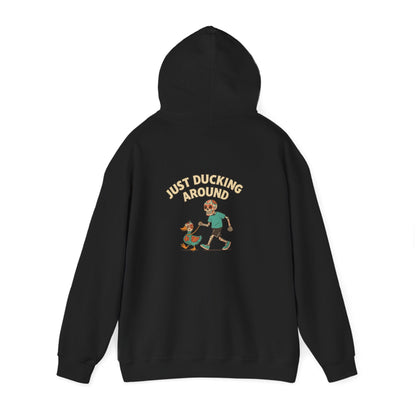 Just Ducking Around – Día de los Muertos Skeleton & Duck | Funny Graphic Hoodie – S Hoodie by Printify