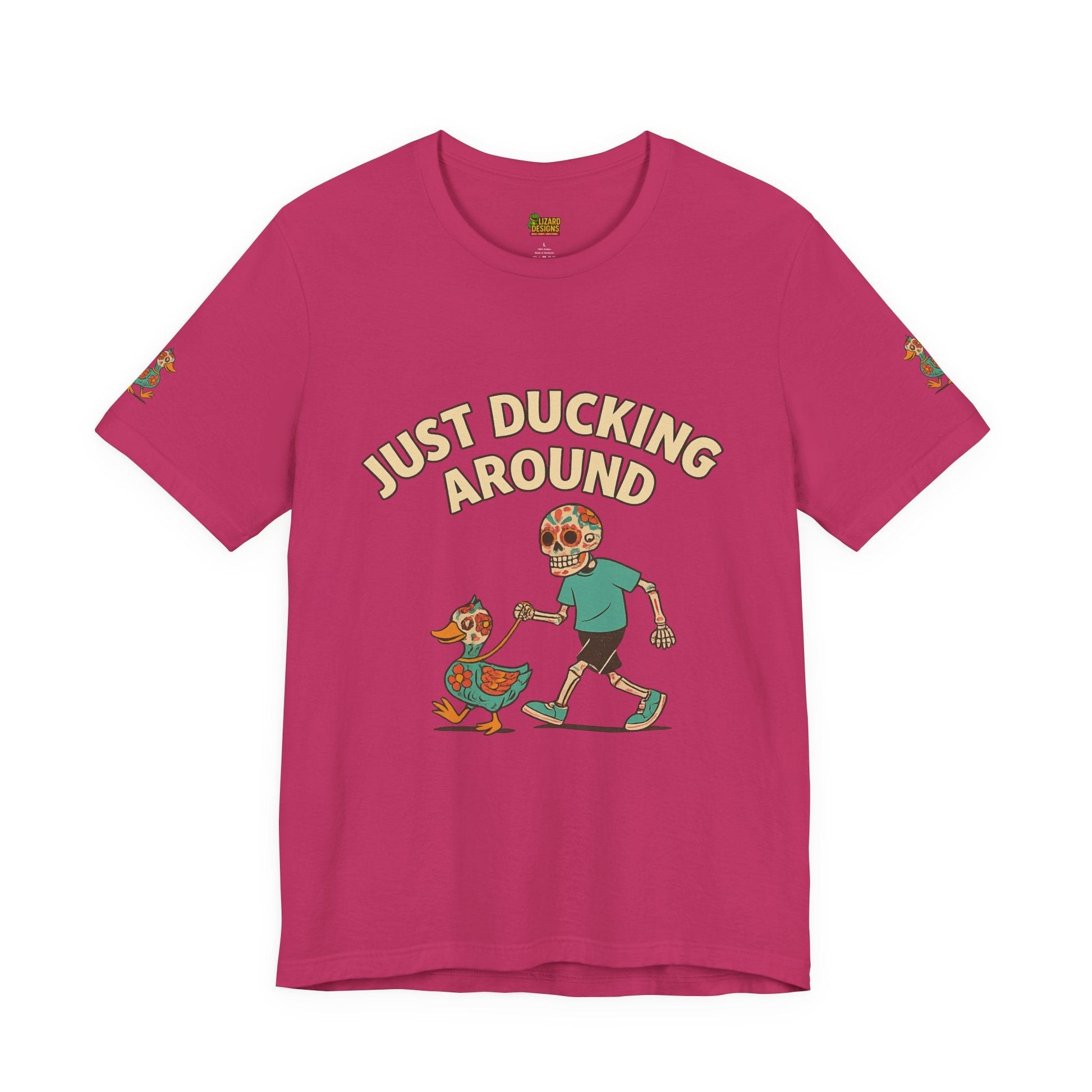 Just Ducking Around – Día de los Muertos Skeleton & Duck Tee | Funny Graphic Shirt – Berry T-Shirt for cartoon graphic tee (30 view)