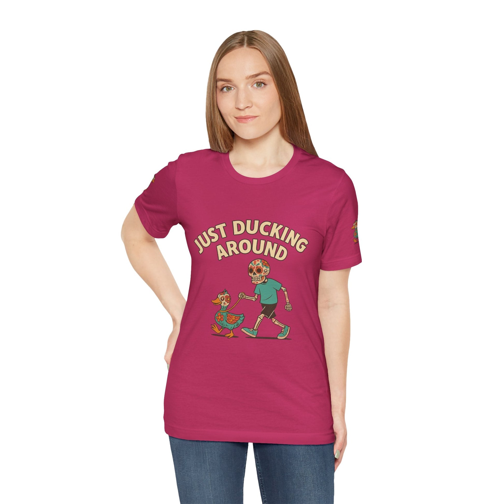 Just Ducking Around – Día de los Muertos Skeleton & Duck Tee | Funny Graphic Shirt – Berry T-Shirt for cartoon graphic tee (27 view)