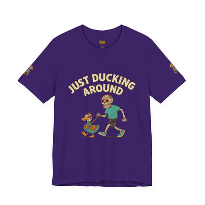 Just Ducking Around – Día de los Muertos Skeleton & Duck Tee | Funny Graphic Shirt – Team Purple T-Shirt for cartoon graphic tee (25 view)