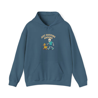 Just Ducking Around – Funny Skeleton Walking Duck | Funny Graphic Hoodie – S Hoodie by Printify