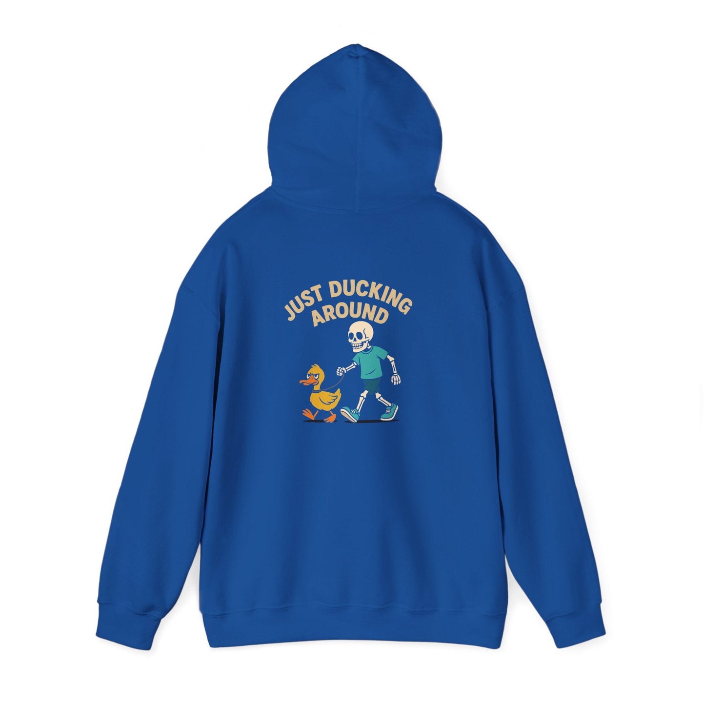 Just Ducking Around – Funny Skeleton Walking Duck | Funny Graphic Hoodie – S Hoodie by Printify