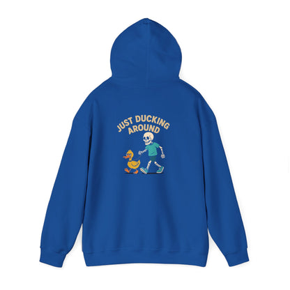 Just Ducking Around – Funny Skeleton Walking Duck | Funny Graphic Hoodie – S Hoodie by Printify